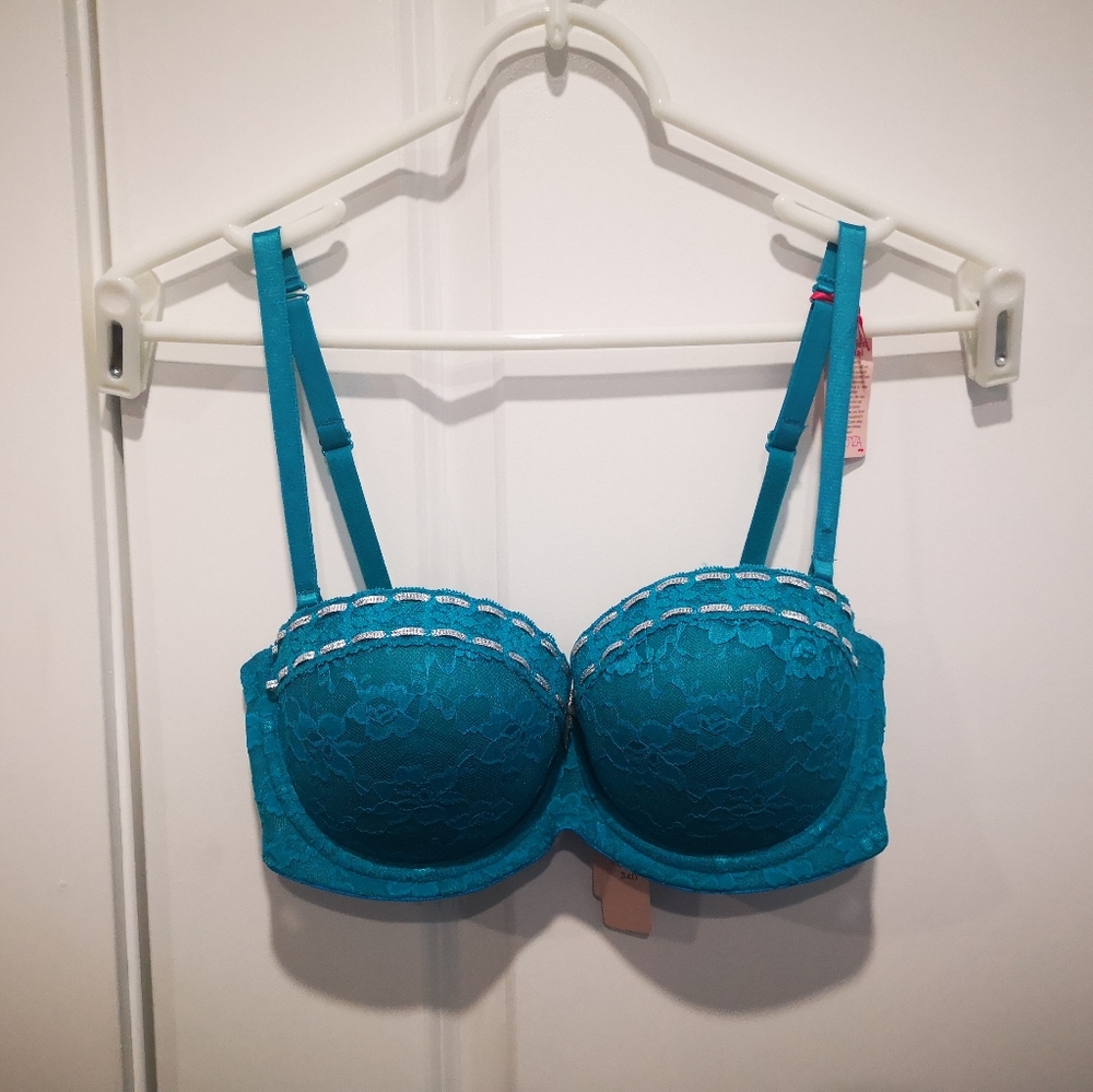 3/15 SALE NWT Pushup Bra 34D Blue Lace La Senza